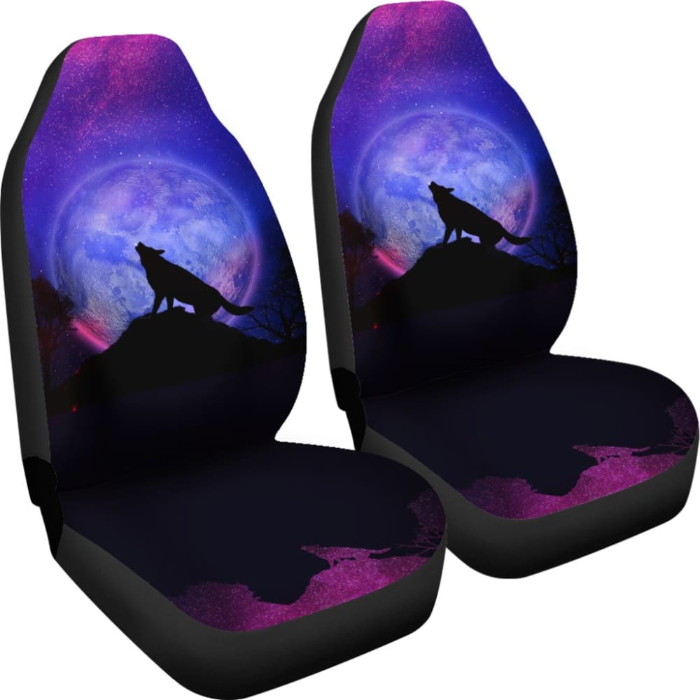 Pretty Galaxy Wolf Howling Universe Print Car Seat Covers 212003 - YourCarButBetter