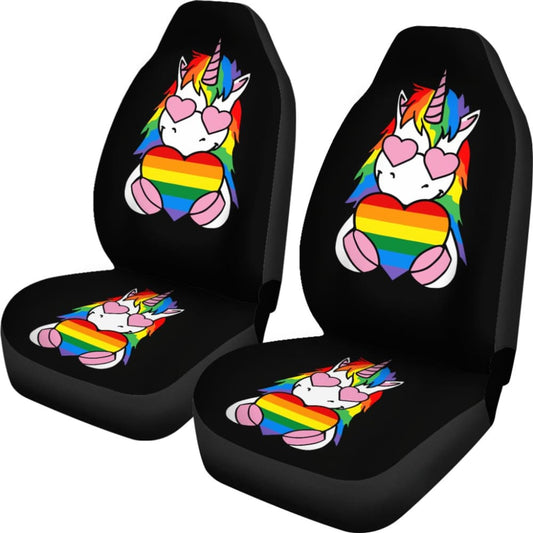 Pride LGBT Unicorn Car Seat Covers Custom Rainbow Gifts Idea Car Accessories 211204 - YourCarButBetter