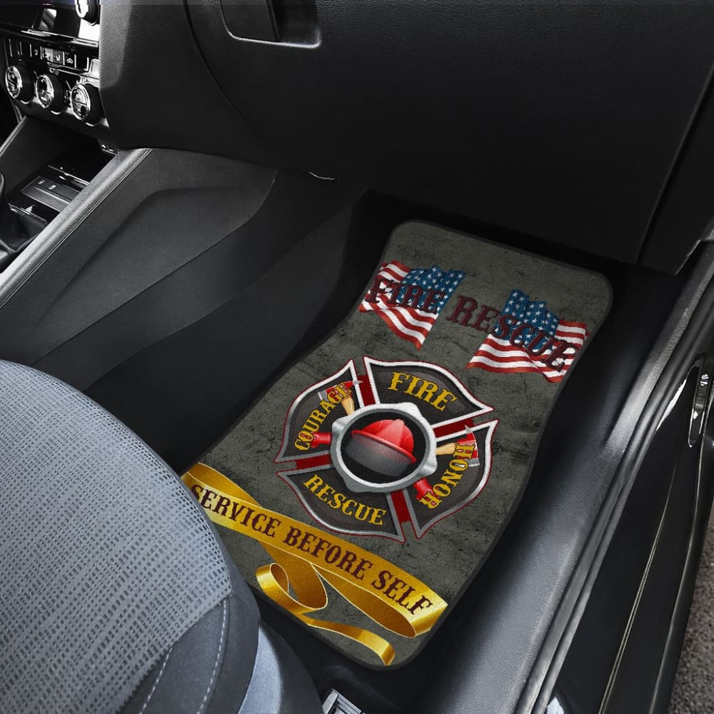 Proud To Be A Firefighter - Fire Rescue Hero - Service Before Self Car Floor Mats 210401 - YourCarButBetter