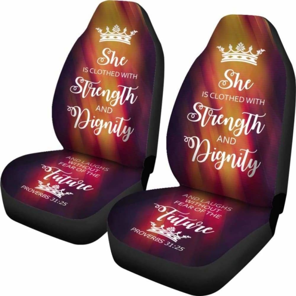 Proverbs 31 Woman Car-Suv Seat Cover-Orange Flame-White 153908 - YourCarButBetter
