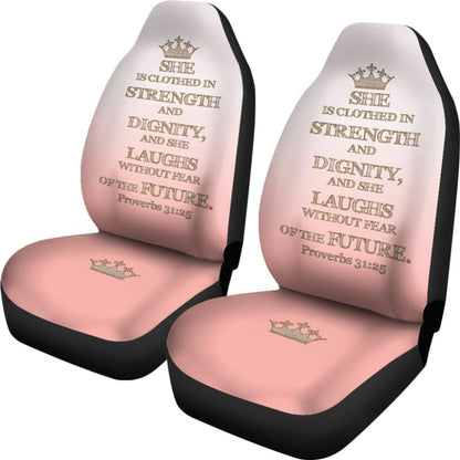 Proverbs 31:25 She is Clothed in Strength and Dignity Car Seat Covers 211401 - YourCarButBetter