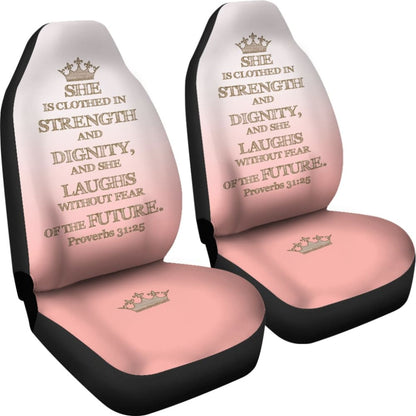 Proverbs 31:25 She is Clothed in Strength and Dignity Car Seat Covers 211401 - YourCarButBetter