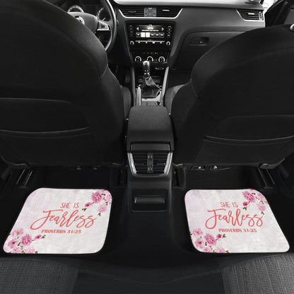 Proverbs 31:25 She Is Fearless Custom Pink Flowers Themed Car Floor Mats 211305 - YourCarButBetter