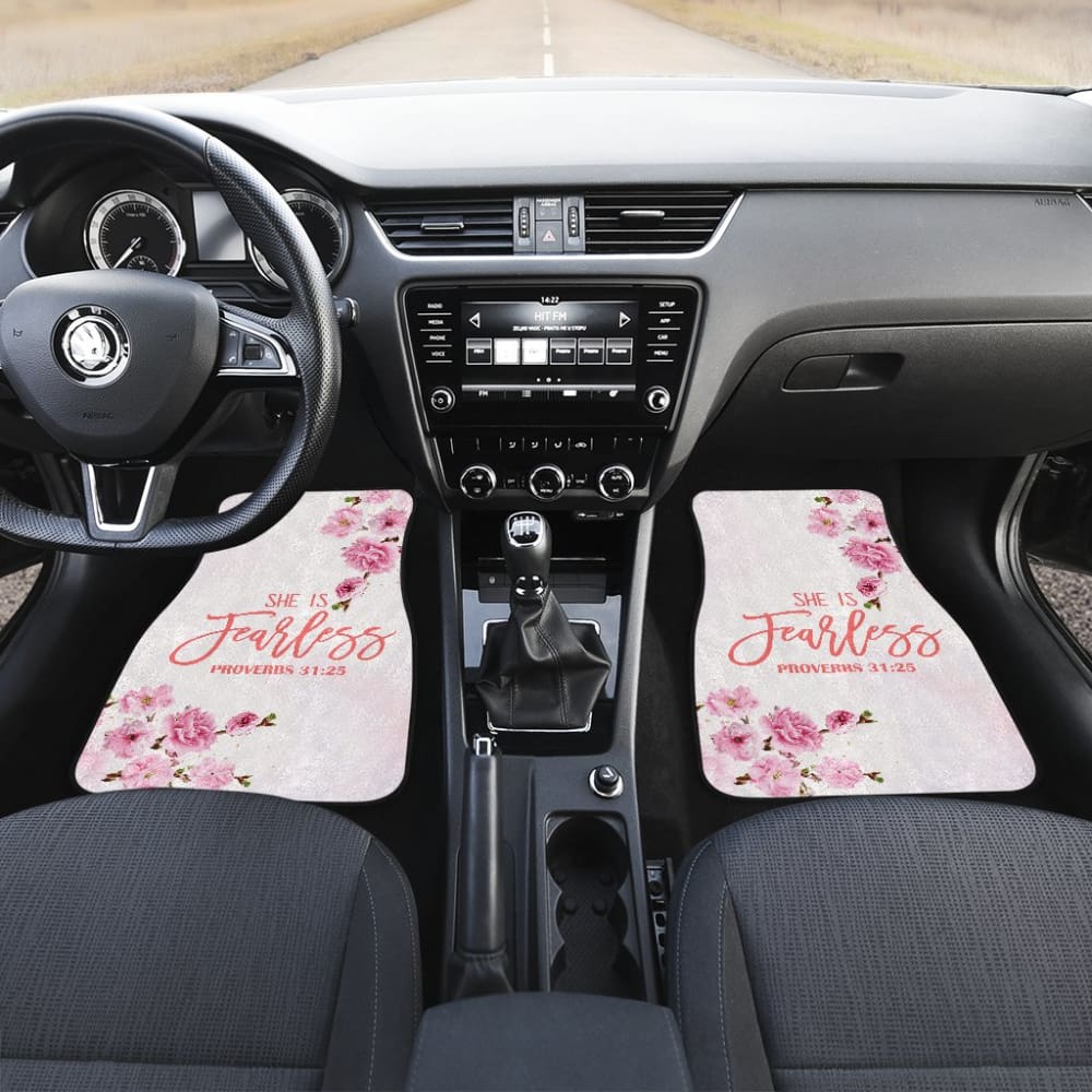 Proverbs 31:25 She Is Fearless Custom Pink Flowers Themed Car Floor Mats 211305 - YourCarButBetter