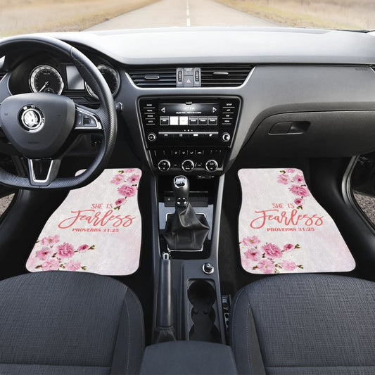 Proverbs 31:25 She Is Fearless Custom Pink Flowers Themed Car Floor Mats 211305 - YourCarButBetter