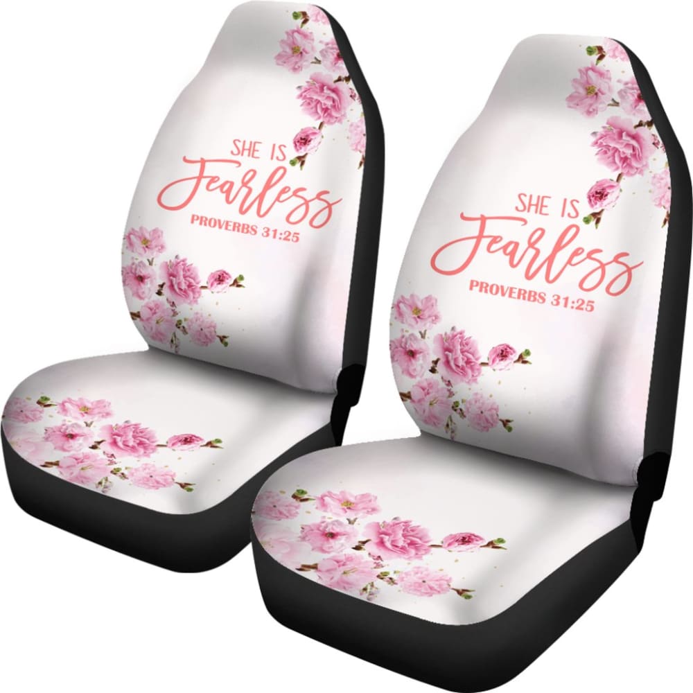 Proverbs 31:25 She Is Fearless Custom Pink Flowers Themed Car Seat Covers 211305 - YourCarButBetter