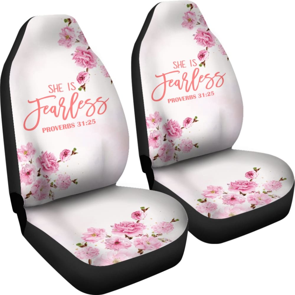Proverbs 31:25 She Is Fearless Custom Pink Flowers Themed Car Seat Covers 211305 - YourCarButBetter