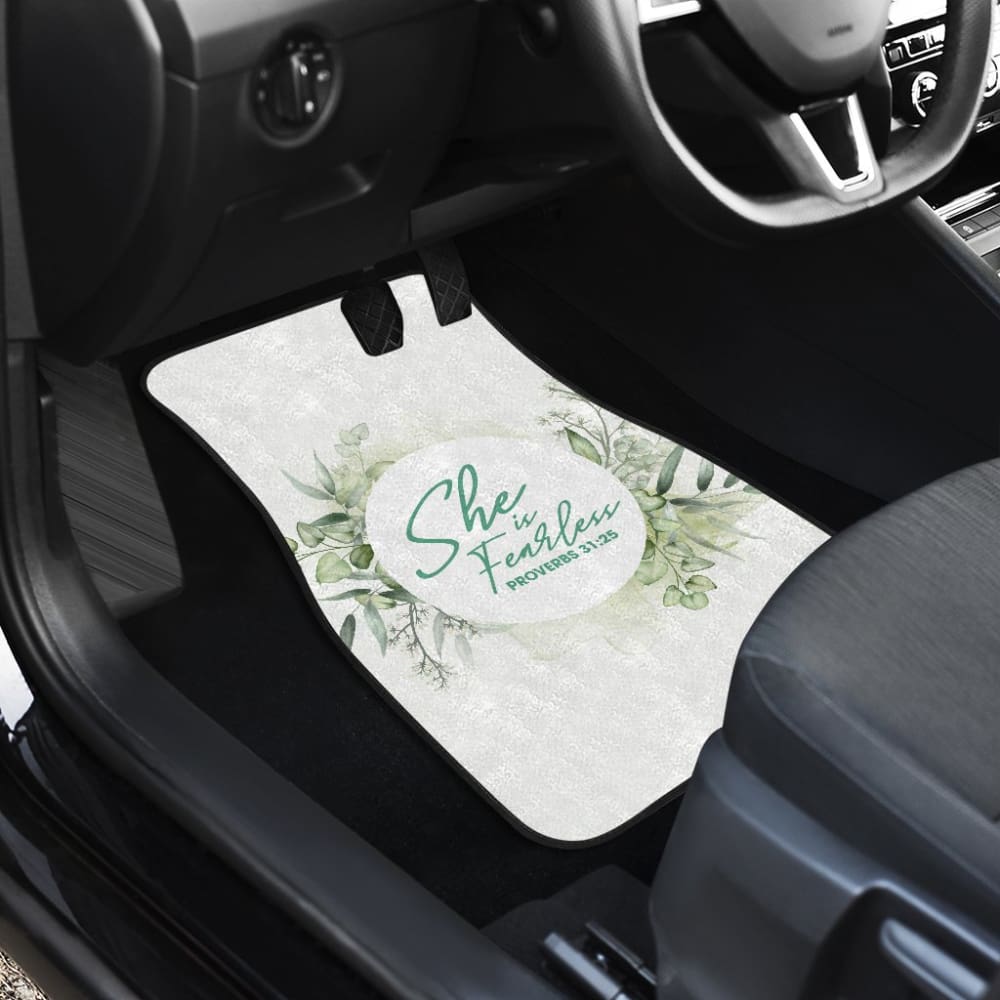 Proverbs 31:25 She Is Fearless Woman And Flower Lovers Car Floor Mats 211305 - YourCarButBetter