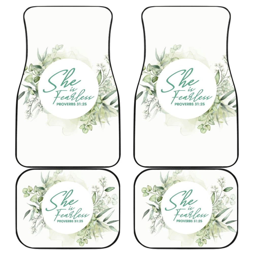 Proverbs 31:25 She Is Fearless Woman And Flower Lovers Car Floor Mats 211305 - YourCarButBetter
