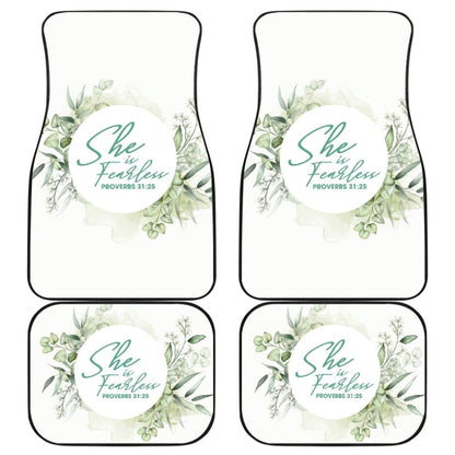 Proverbs 31:25 She Is Fearless Woman And Flower Lovers Car Floor Mats 211305 - YourCarButBetter