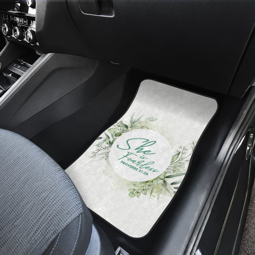 Proverbs 31:25 She Is Fearless Woman And Flower Lovers Car Floor Mats 211305 - YourCarButBetter