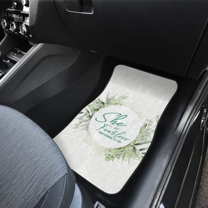 Proverbs 31:25 She Is Fearless Woman And Flower Lovers Car Floor Mats 211305 - YourCarButBetter
