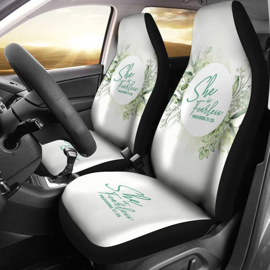 Proverbs 31:25 She Is Fearless Woman And Flower Lovers Car Seat Covers 211305 - YourCarButBetter