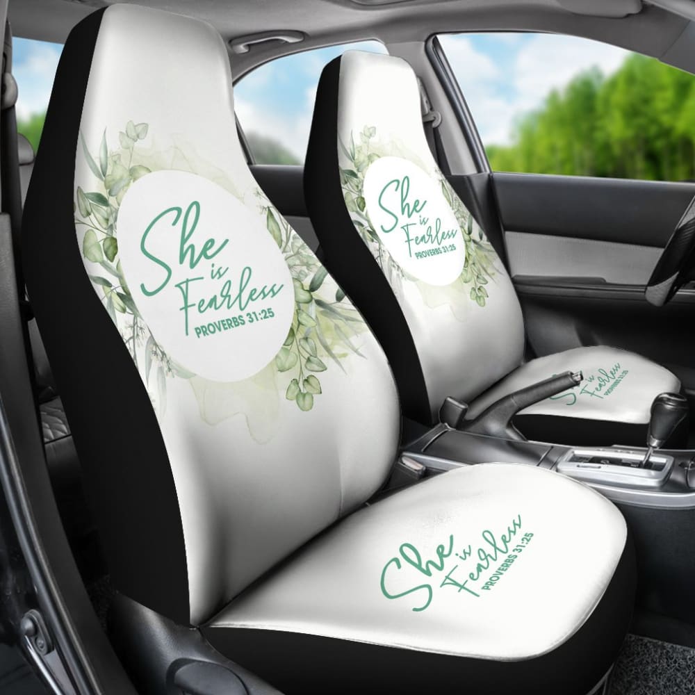 Proverbs 31:25 She Is Fearless Woman And Flower Lovers Car Seat Covers 211305 - YourCarButBetter