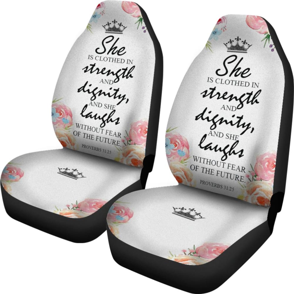 Proverbs 31:25 She Laughs Without Fear of The Future Car Seat Covers 211401 - YourCarButBetter
