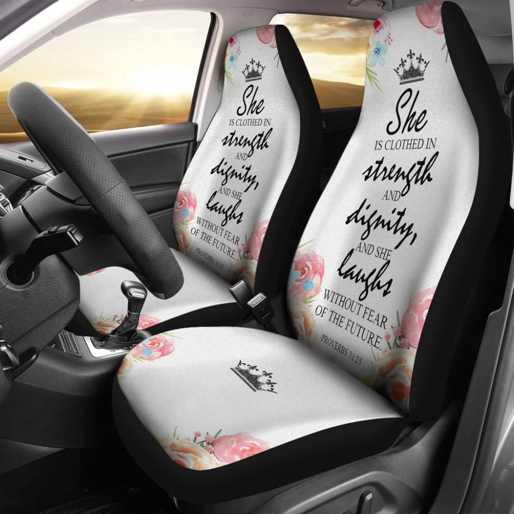 Proverbs 31:25 She Laughs Without Fear of The Future Car Seat Covers 211401 - YourCarButBetter