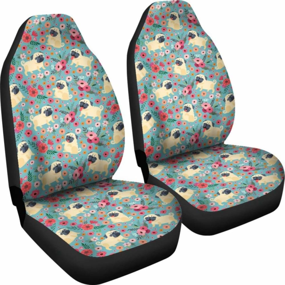 Pug Flower Car Seat Covers 102918 - YourCarButBetter