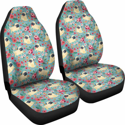 Pug Flower Car Seat Covers 102918 - YourCarButBetter