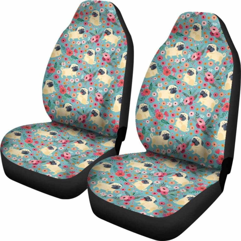Pug Flower Car Seat Covers 102918 - YourCarButBetter