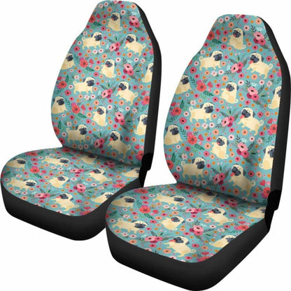 Pug Flower Car Seat Covers 102918 - YourCarButBetter