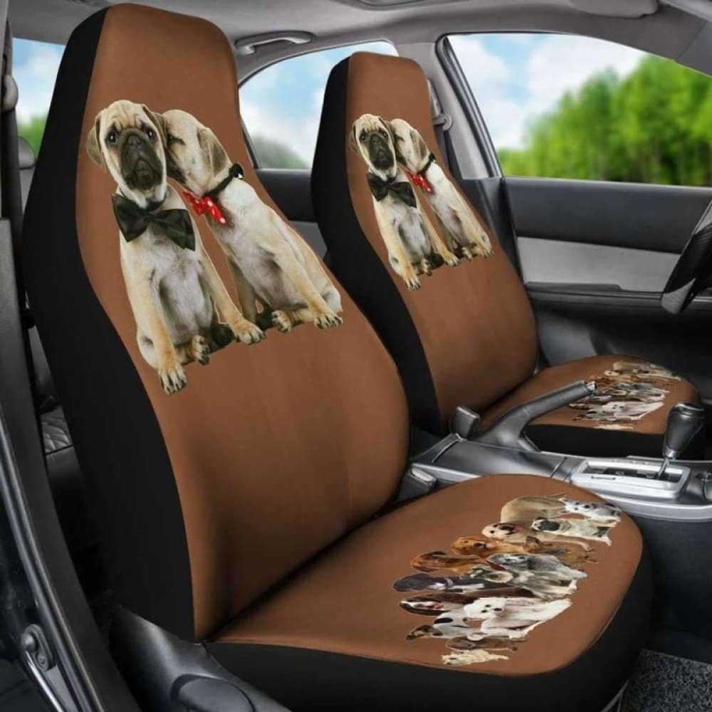Pugs love Car Seat Covers Set Of Two 102918 - YourCarButBetter