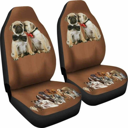 Pugs love Car Seat Covers Set Of Two 102918 - YourCarButBetter