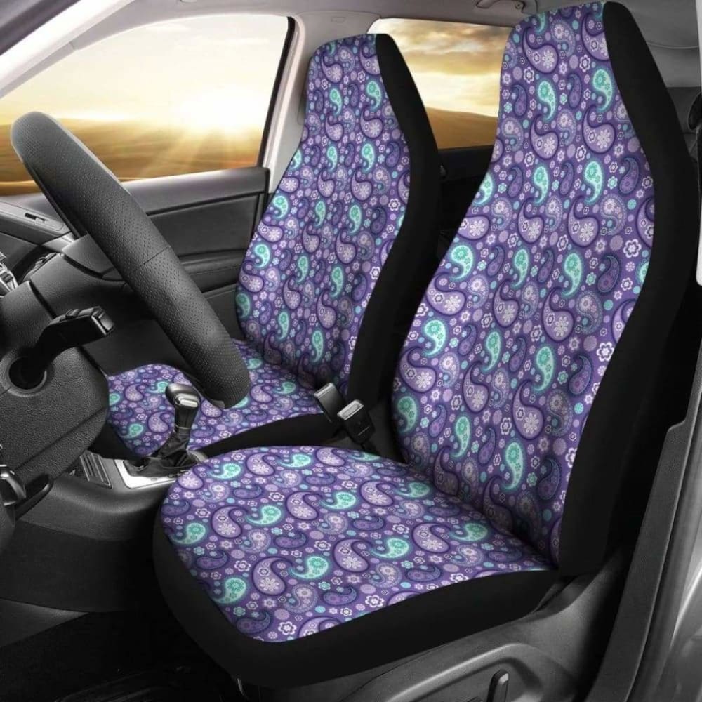 Purple And Teal Paisley Pattern Car Seat Covers 105905 - YourCarButBetter