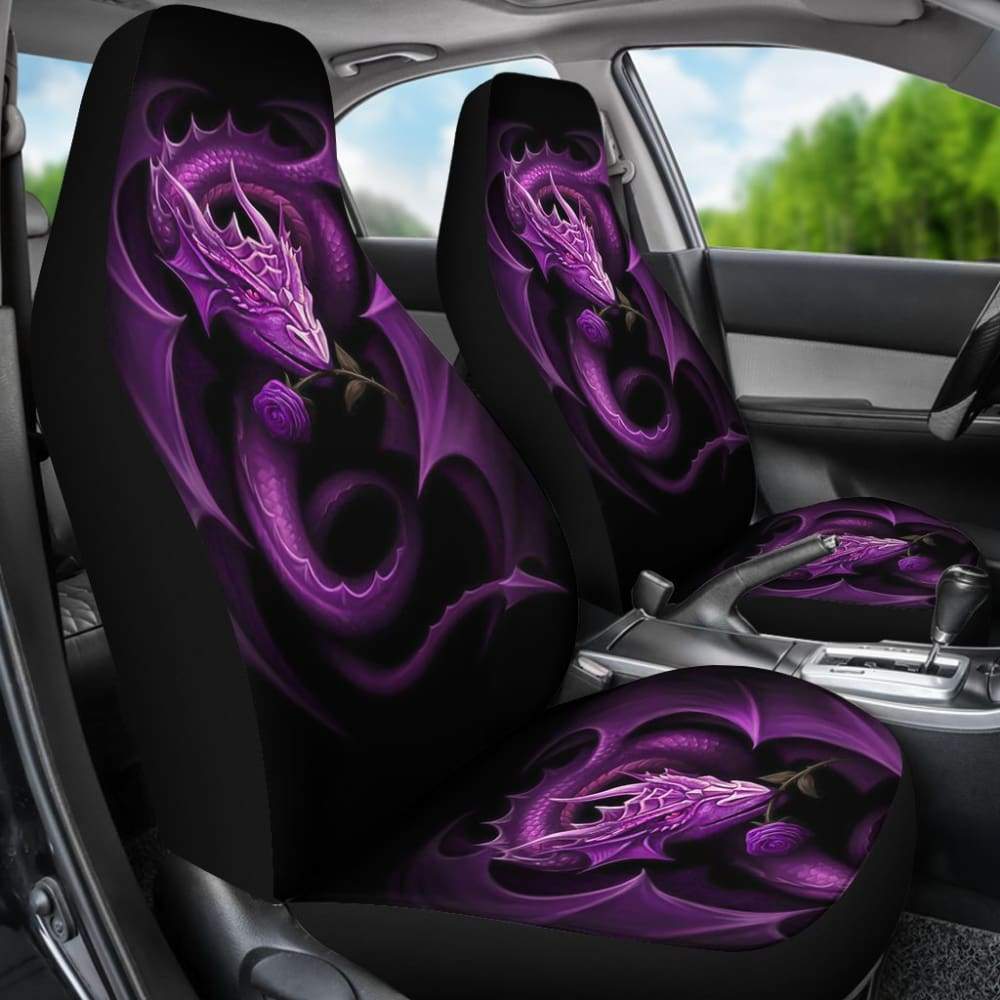 Purple Dragon Rose Art Design Car Seat Covers Fantasy 210303