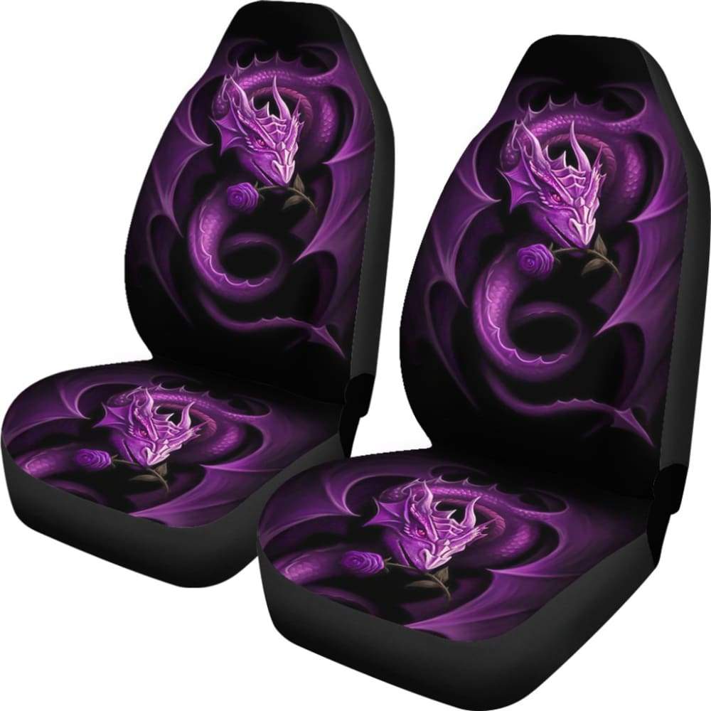 Purple Dragon Rose Art Design Car Seat Covers Fantasy 210303