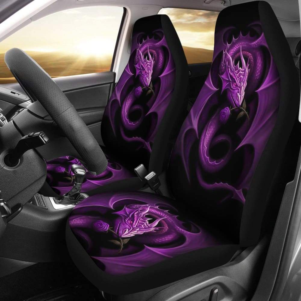 Purple Dragon Rose Art Design Car Seat Covers Fantasy 210303