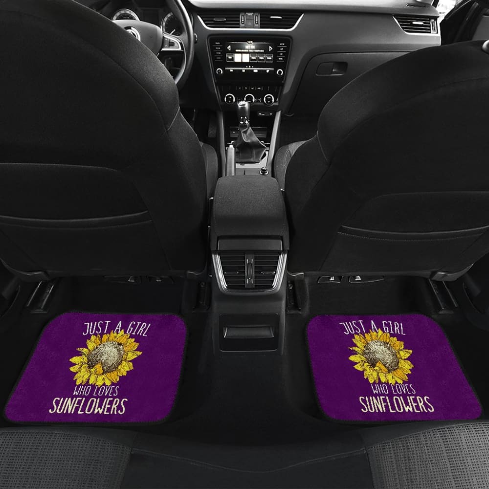 Purple Just A Girl Who Loves Sunflowers Pattern Car Floor Mats 211403 - YourCarButBetter