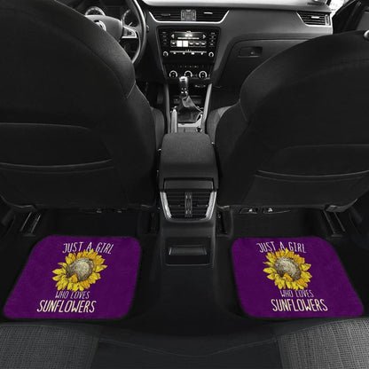 Purple Just A Girl Who Loves Sunflowers Pattern Car Floor Mats 211403 - YourCarButBetter