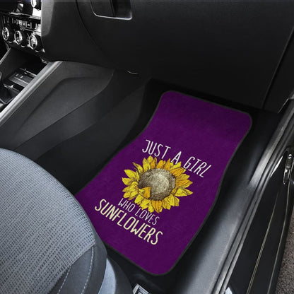 Purple Just A Girl Who Loves Sunflowers Pattern Car Floor Mats 211403 - YourCarButBetter