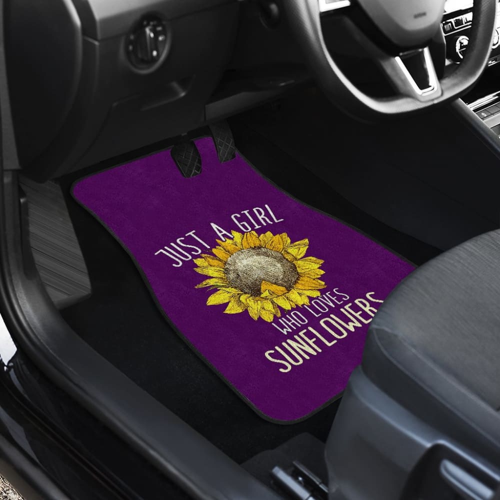 Purple Just A Girl Who Loves Sunflowers Pattern Car Floor Mats 211403 - YourCarButBetter