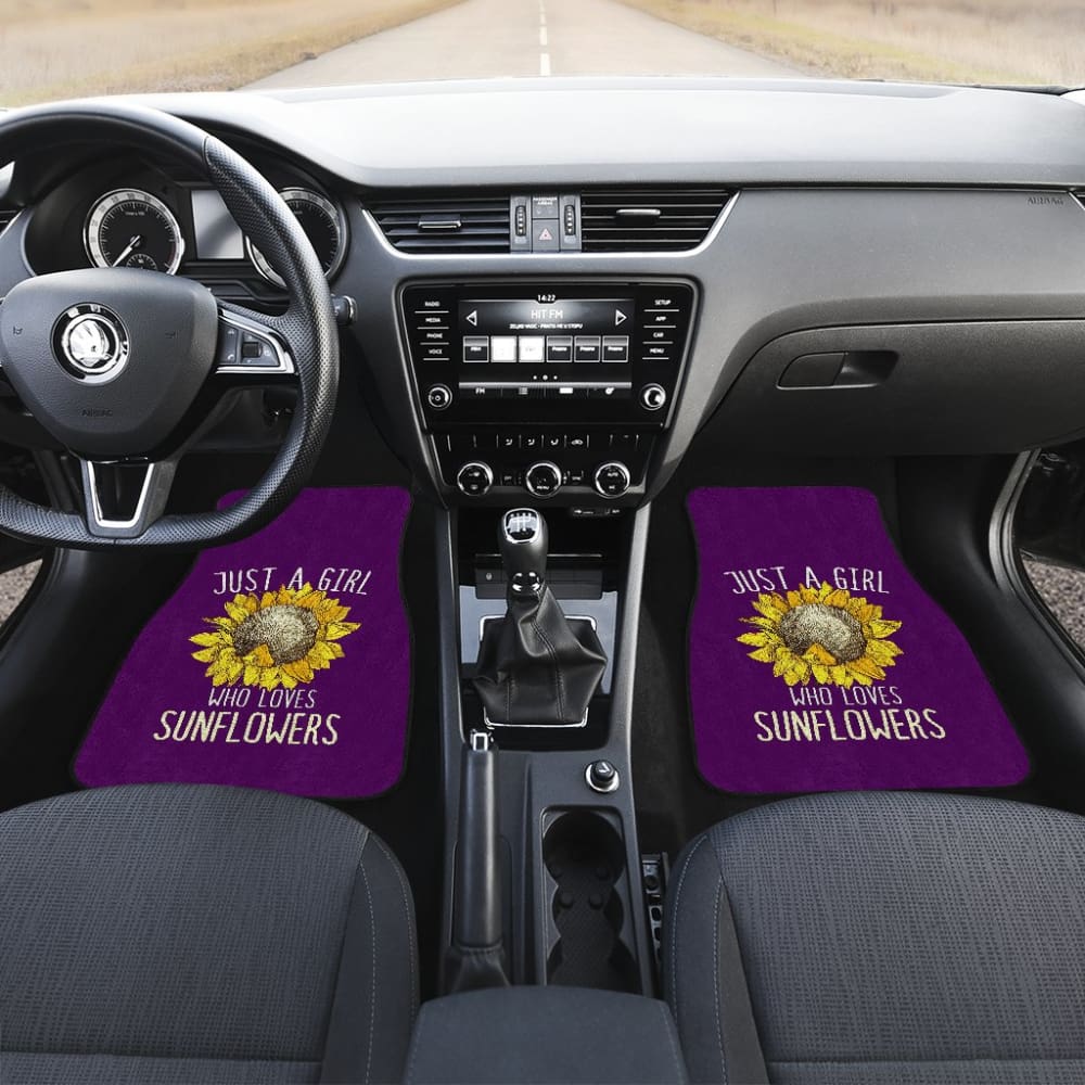 Purple Just A Girl Who Loves Sunflowers Pattern Car Floor Mats 211403 - YourCarButBetter