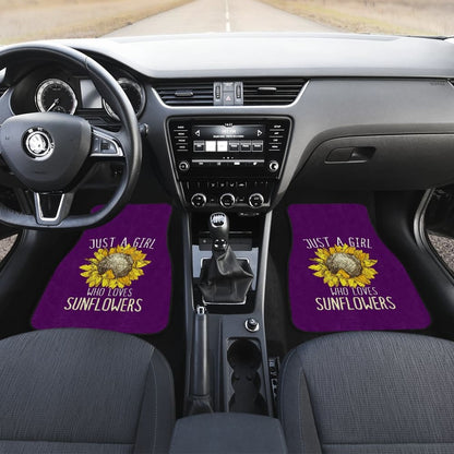 Purple Just A Girl Who Loves Sunflowers Pattern Car Floor Mats 211403 - YourCarButBetter