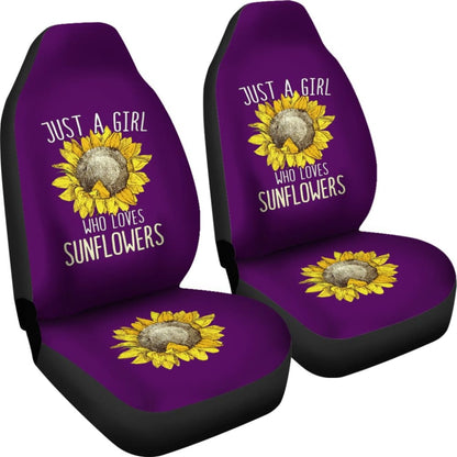 Purple Just A Girl Who Loves Sunflowers Pattern Car Seat Covers 211403 - YourCarButBetter