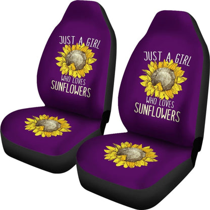 Purple Just A Girl Who Loves Sunflowers Pattern Car Seat Covers 211403 - YourCarButBetter