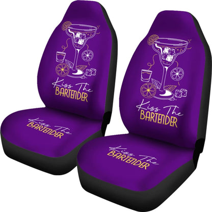 Purple Kiss The Bartender White And Yellow Letter Car Seat Covers 211601 - YourCarButBetter