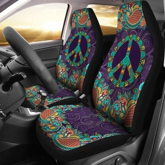 Purple Peace Symbol Mandala Hippie Car Seat Covers 143731