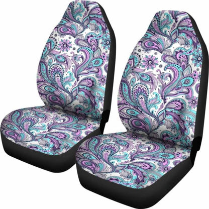 Purple Pink White And Teal Floral Paisley Pattern Car Seat Covers 094201 - YourCarButBetter