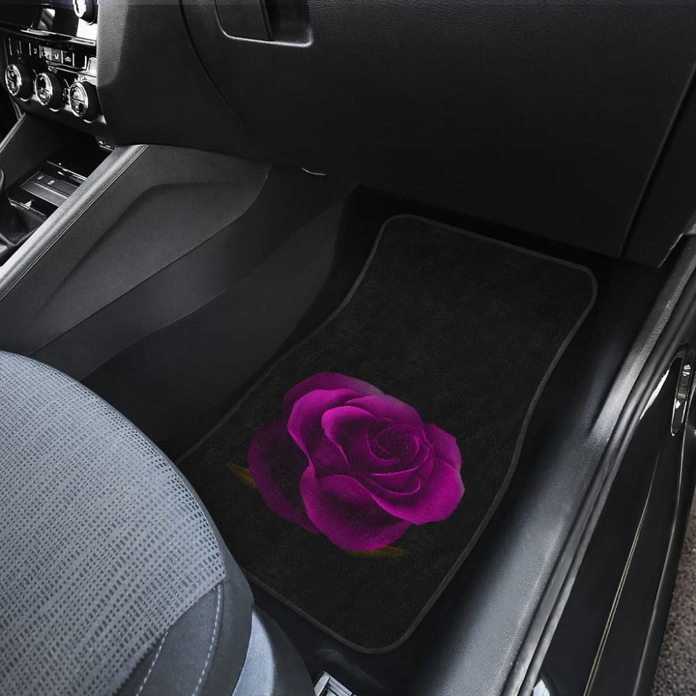 Purple Rose Blooming on Black Background Car Floor Mats 210402 - YourCarButBetter