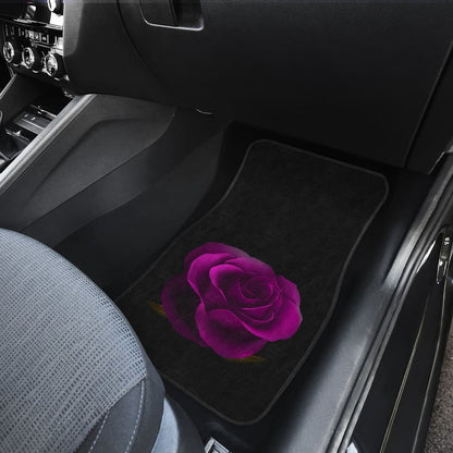 Purple Rose Blooming on Black Background Car Floor Mats 210402 - YourCarButBetter