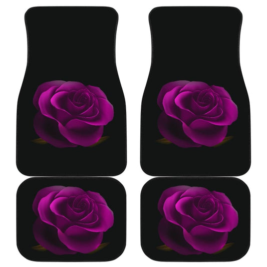 Purple Rose Blooming on Black Background Car Floor Mats 210402 - YourCarButBetter