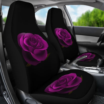 Purple Rose Blooming on Black Background Car Seat Covers 210402 - YourCarButBetter