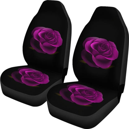 Purple Rose Blooming on Black Background Car Seat Covers 210402 - YourCarButBetter