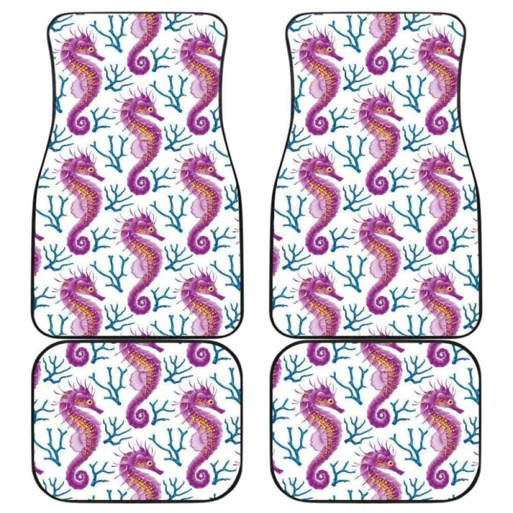 Purple Seahorse Blue Coral Pattern Front And Back Car Mats 174914 - YourCarButBetter