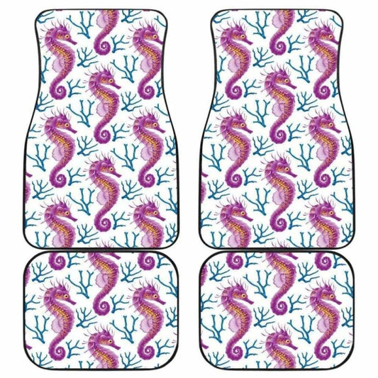 Purple Seahorse Blue Coral Pattern Front And Back Car Mats 174914 - YourCarButBetter
