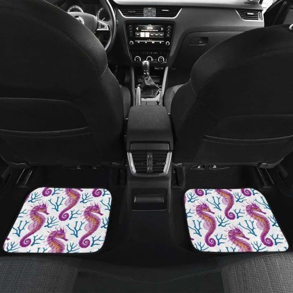 Purple Seahorse Blue Coral Pattern Front And Back Car Mats 174914 - YourCarButBetter