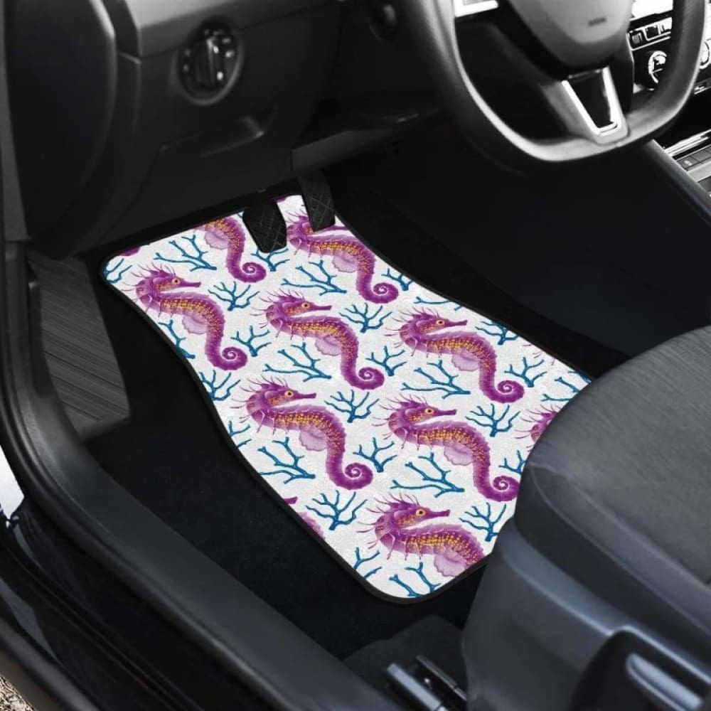 Purple Seahorse Blue Coral Pattern Front And Back Car Mats 174914 - YourCarButBetter